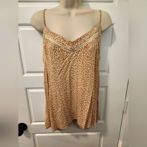Emmer and Oat spaghetti strap top in tan leopard print size L